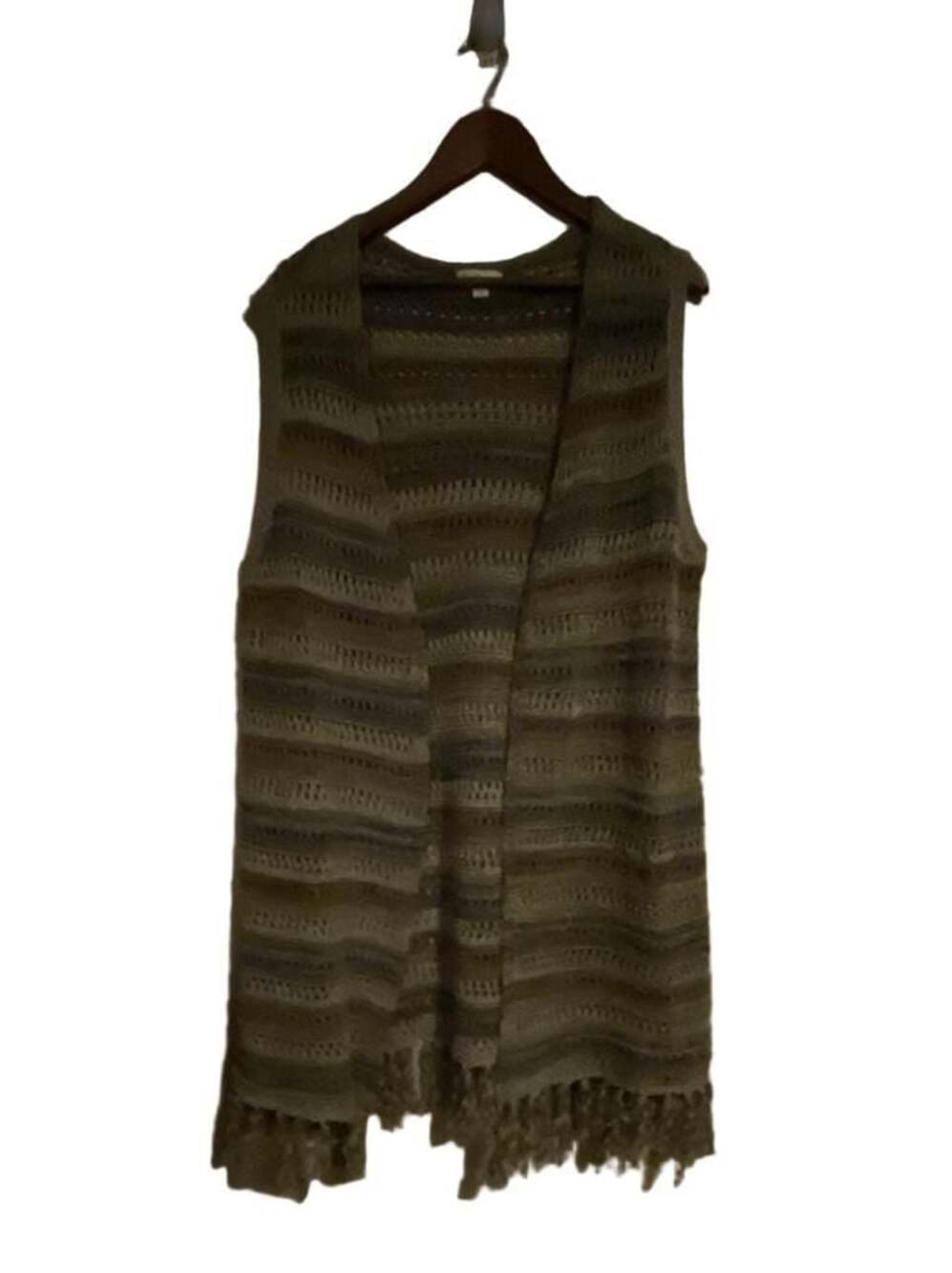Classic Elements Est. 1946 Multi-Color Striped Crochet Open Front Sleeveless Ves